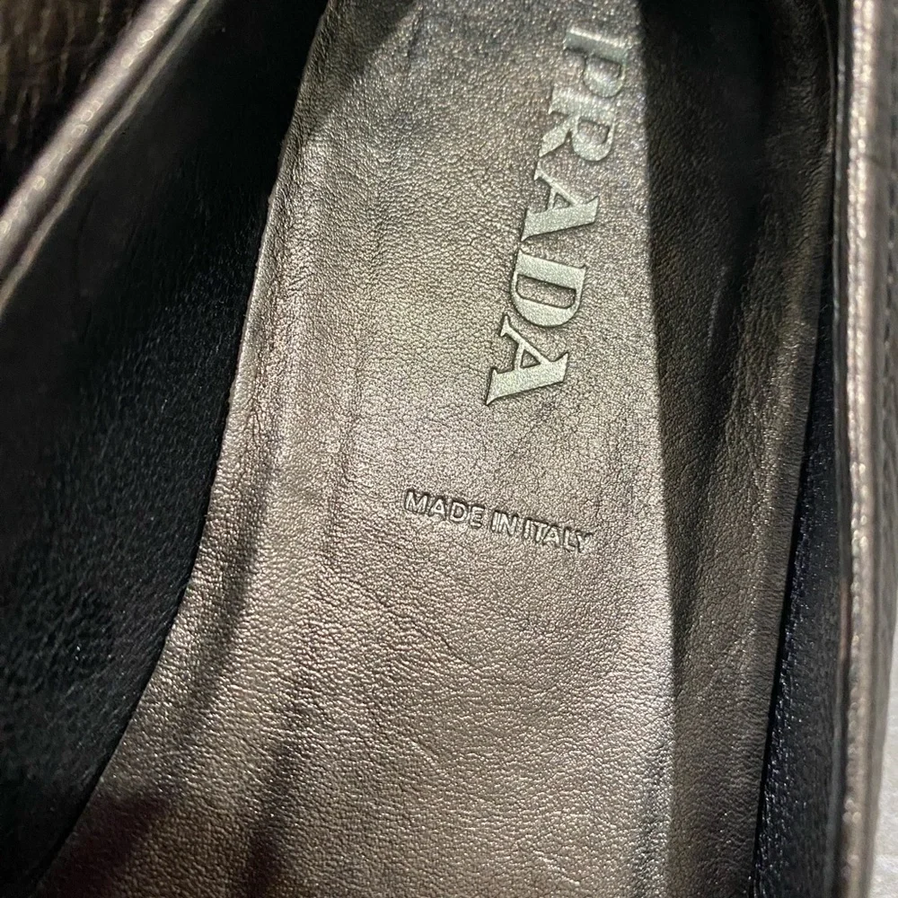 Prada Women's Bronze Leather Loafers - Picture 12 of 13